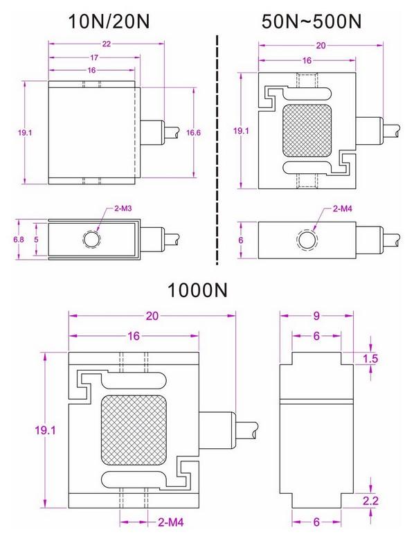 Miniature tension load cell 1kg micro tension force sensor 10N S-beam ...