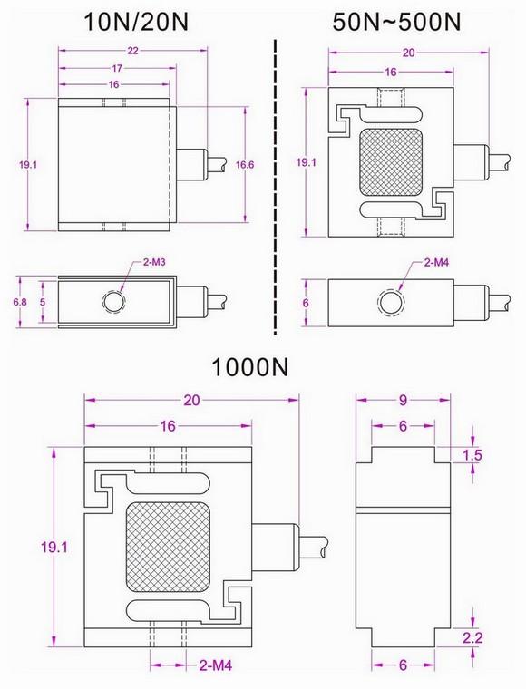 Miniature tension compression load cell 1kg micro force sensor 10N