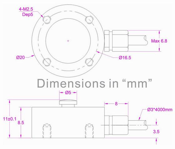 Miniature Compression Load Cell 500kg 200kg 100kg 50kg 20kg 10kg with ...