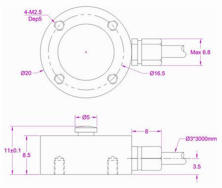 Small Compression Load Cell 100kg Miniature Compression Force Sensor 1KN