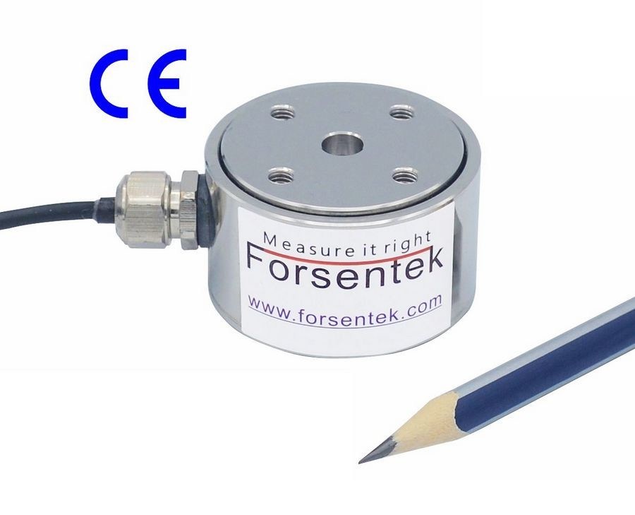 Flange Type Load Cell 100kg Thrust Force Transducer 1kN Compression