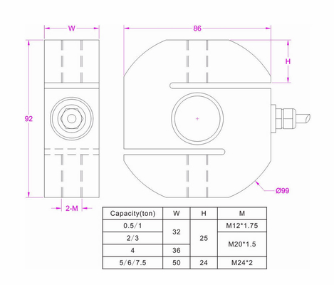 Compression And Traction Load Cell 75kN Traction Force Sensor 60kN