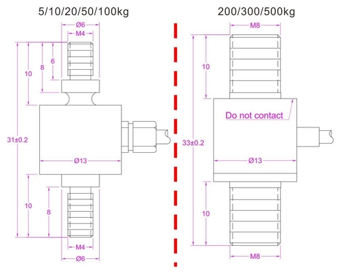 M4 Threaded Thrust Force Sensor 50N 100N 200N 500N 1kN Thrust Force Measurement