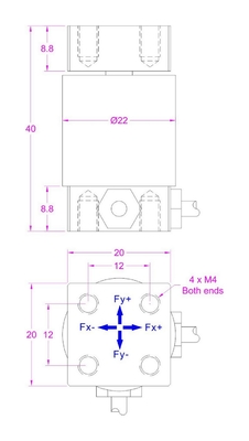 2-Axis Load Cell 1kN 500N 200N 100N 50N 20N Two Dimensioal Force Sensor