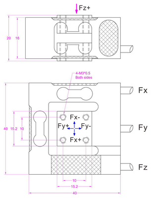 Triaxial force sensor 20N Triaxial load cell 2kg 3 axis force transducer