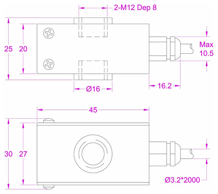 Tension and compression load cell 500lbs Transducer techniques mlp-500