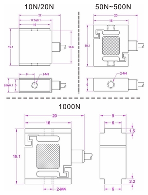 Miniature force transducer 500N tension compression force measurement 200N