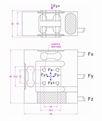 Compact Triaxial Force Sensor 20lb 10 lb 5lb 2 lbs 3-Axis Load Cell Transducer